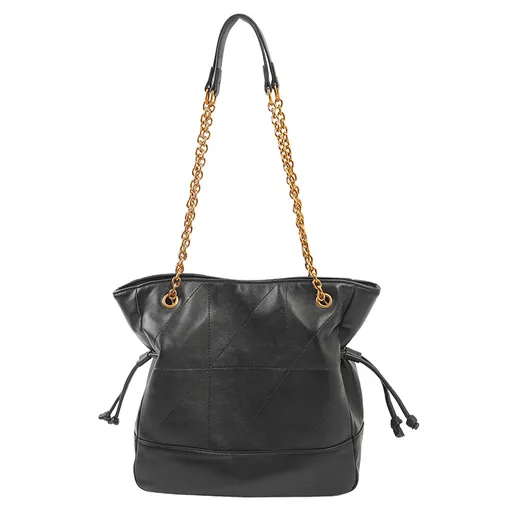Hobo Bag Chic Suede Large Capacity Tote with Drawstring Black