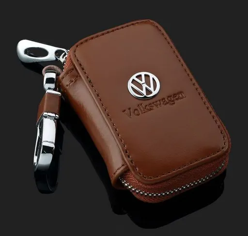 Dazzling Leather Car Key Bag for Audi Kia Chery Fiat Brown square key bag