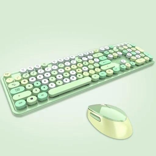 Wireless Keyboard and Mouse Cute Retro Typewriter for PC Full Size With Number Pad & Mouse,Compatible With All Windows,Ideal For Windows,1600DPI,Computer, PC, Notebook, Laptop