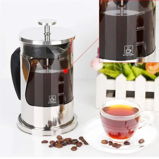 600ML French Press Coffee Maker,Stainless Steel, Small Enough to Fit in a Travel Bag or Backpack for Outdoor Activities
