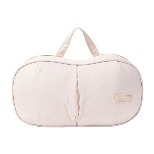 Beige Portable Underwear Travel Organizer Bag - Bra & Lingerie Storage, Anti-Deformation Case for Business Trips