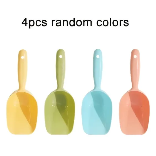 4-Piece Set Colored Plastic Shovels, Random Colors, Multi-Functional for Pet Feeding, Kitchen, Garden & Outdoor