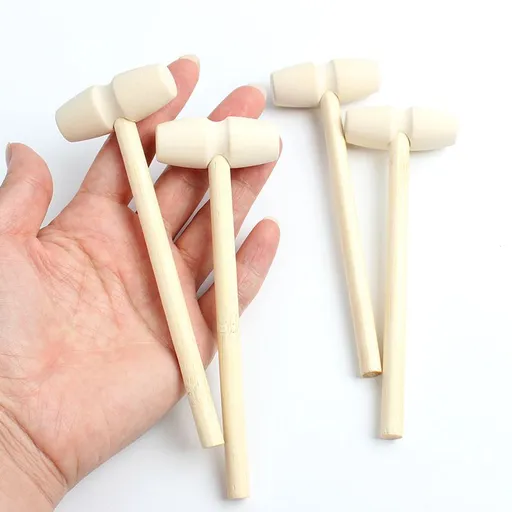 10 Pcs Wooden Mini Hammers Multi-Purpose Natural Wood Hammer Wood Mallet Pounding Toy Hammer Small Shellfish Hammer