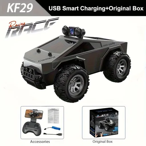 KF29 FPV remote control truck, camera remote control car, 1:28 scale RC truck, app controlled RC car, 2.4GHz dual-speed RC vehicle, alloy body remote control truck, adjustable lights RC toy, anti-interference remote control truck, gift for boys, gift