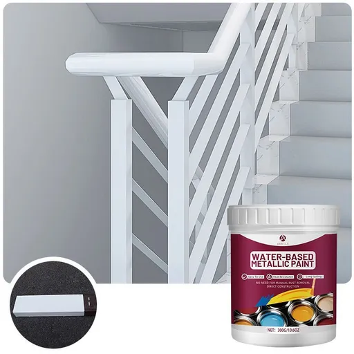 Rust Removal Converter Metallic Paint, Anti-Rust Metal Paint, 2-In-1 Rust Converter & Metal Primer – Perfect for Trailers, Fences, Gates, Railings, Pipes, Roofing, Outdoor Furniture, Farm Equipment, Marine Hardware and Industrial Surfaces - White - S