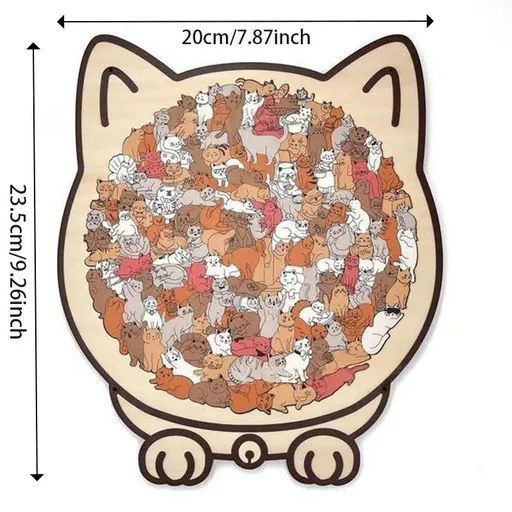 【Maillard Colors】Cat Collection Puzzle - Irregular Shaped Jigsaw with Adorable Kitten Pieces, Stacking Display Stand - Cute Home Decor & Brain Teaser for Ages 6+ - Unique Gift for Cat Lovers