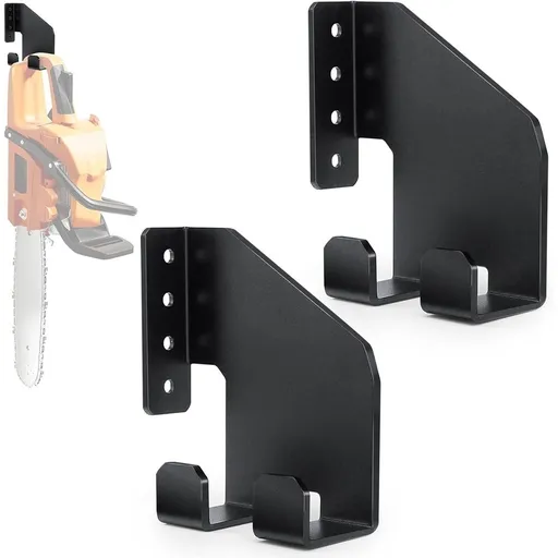 Chainsaw Holder, 2 Pack Heavy-Duty Chainsaw Wall Mount Bracket, Chainsaw Hanger Pads for Garage Organization, Storage Organizer - Black