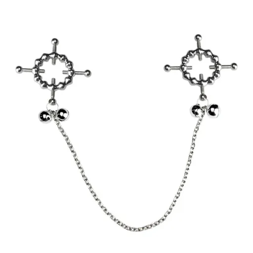 House Of Dasein Breast Clip Leather Belt Bondage Stainless Steel Nipple Clamp With Chains - Style Qk-C8004