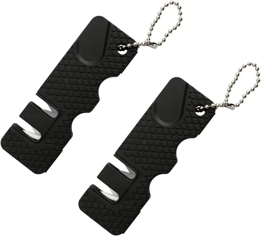 Knife Sharpener-Honing Steel - 2-pack mini Anti-Slip Sharpening Stones for Outdoor Tools, Kitchen, Multifunctional Portable Mini Sharpening Stones - Perfect for Outdoor Travel (Black)