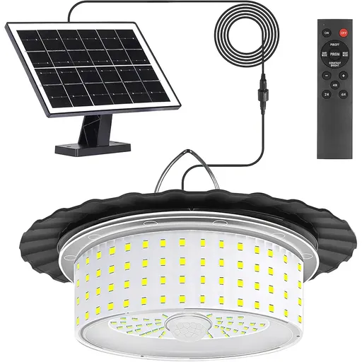 3000LM Black Solar Shed Light with 244 LEDs, Remote Control, 5 Modes, IP65 Waterproof