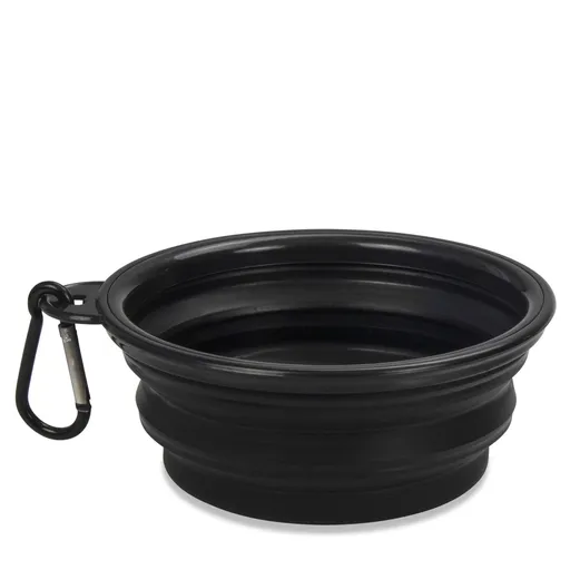 Portable Collapsible Dog Bowl for Water or Food Great Pet Travel Bowl in Multiple Sizes (Standard - 12oz, Black)