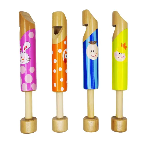 4-Piece Set Wood Slide Whistle Toy, Colorful, Lovely Design, Children's Fun Music Toys, 7.5 inches , festivals and other places