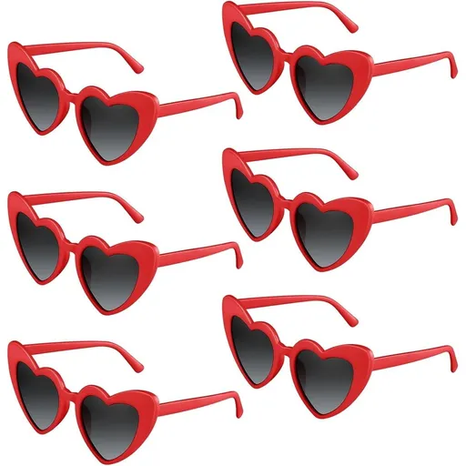 6/12/24/48 Pack Heart Sunglasses Fashion Heart Shaped Glasses Bachelor Party Sunglasses Women's Wedding Party,Red