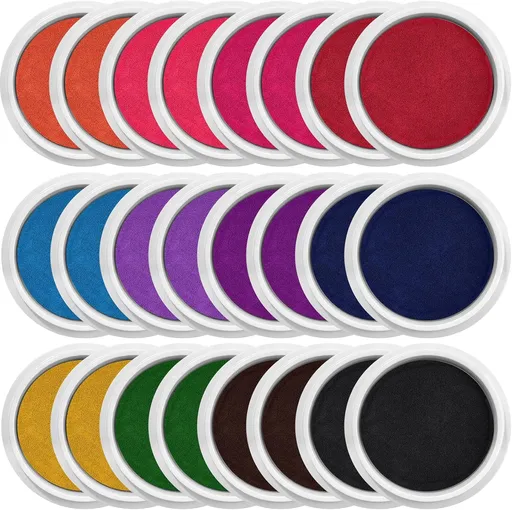 24 Pack 7 Inch Large Washable Ink Pad Set, Handprint Footprint Ink Pad, Non-Toxic Washable Stamps Pads for DIY Crafts, Card Making, Scrapbooking, Family Art Projects (12 Colors)