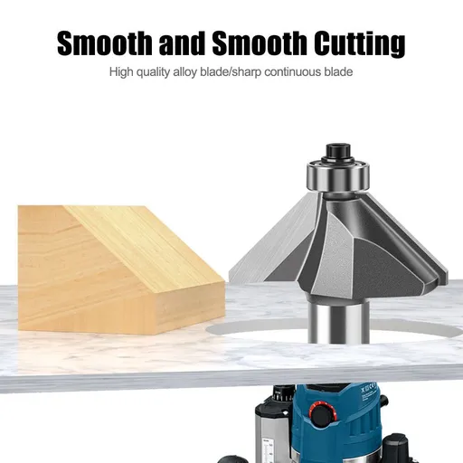 6mmX5/16 45-Degree Chamfer Router Bit with Carbide Tip – Industrial-Grade Milling Cutter for Edge Forming, Professional Woodworking Cutting Tool - Silver
