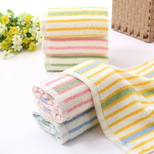 4Pcs Striped Cotton Hand Towels Assorted Colors Absorbent Face Towels Comfortable