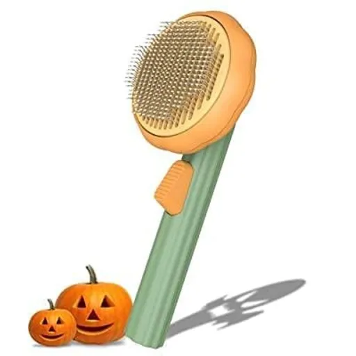Pumpkin Cat Brushes for Indoor Cats,Awpland Self Cleaning Cat brush for Shedding and Deshedding,Deep Cleaning Pet Brushes Pumpkin