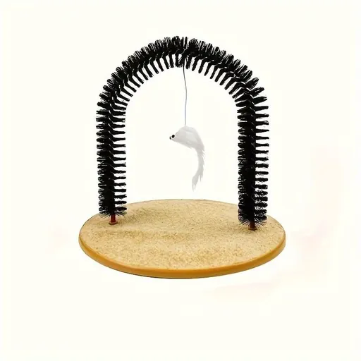 Cat Arch Groomer & Self-Scratching Toy – Interactive Massage, Brushing, and Play Station with Hanging Catnip Mouse for Indoor Cats