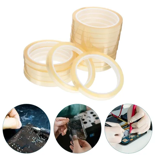 15Pcs Convenient Heat Resistant Tape for Electronic Components and Sealing Machines Light Yellow