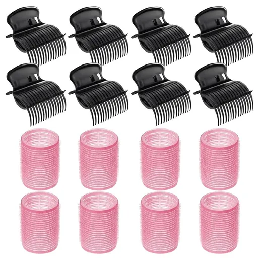 ROSEXIXI 16Pcs Hair Rollers Set, Heat Resistant Insulated Clips Hot Rollers, Universal Hair Styling Accessories for Women Medium Long Hair DIY Home Use