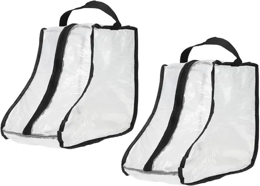 2Pack Boot Storage Bag Portable, PVC Shoe Storage Bag with Zipper Clear Boots Cover Protector Bag for Short Boots and Short Boots Storage Travel and Daily Use, Black Tall