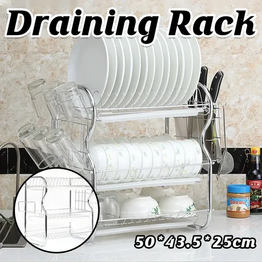 Kitchen Bowl Dish Rack Drainer Storage Cutlery Holder Cupboard Organizer