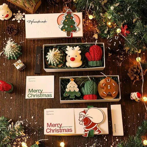 Christmas Creative Handmade Fragrance Candle Gift Box Christmas Tree Little Deer Shape Incense Candle Gift Box
