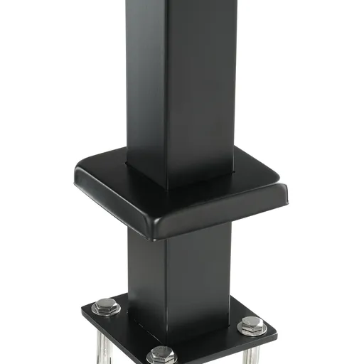 Cable Railing Post, 36" x 2" x 2" Steel Level Deck Railing Post Without Holes, SUS304 Stainless Steel Cable Rail Post, Stair Handrail Post with Horizontal and Curved Bracket, 1-Pack, Black