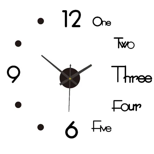 3D Wall Decal Decorative Clock,Black DIY Wall Clock for Bedroom Living Room Home Decorations,Easy to Assemble