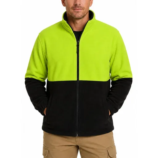 Hi Vis Polar Fleece Full Zip Safety Workwear Fleecy Jacket Unisex - Yellow