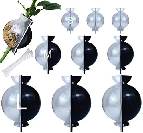 9 PCS Air Layering Propagation Kit, Reusable Half Clear Grafting Ball, Air Layering Pods Clear, Plant Rooting Ball for Fast Propagation (S+M+L)