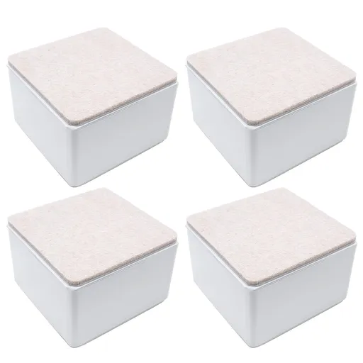 4 PCS 2 Inch Bed and Furniture Risers, Square Heavy Duty Solid Steel Self-Adhesive Sofa Table Couch Dresser Risers
