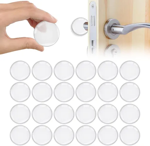 24 Pack Self-Adhesive Door Handle Bumpers, Clear Wall Protectors for Door Knobs, Cabinets and Handles at Home, 4 cm