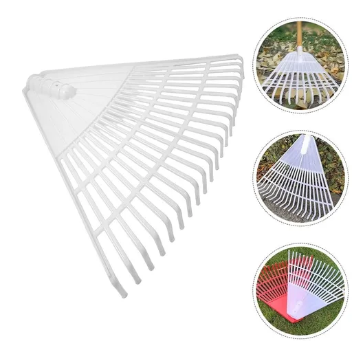 White Plastic Leaf Rake for Garden Use with Fine Tooth Spacing for Easy Leaf Collection