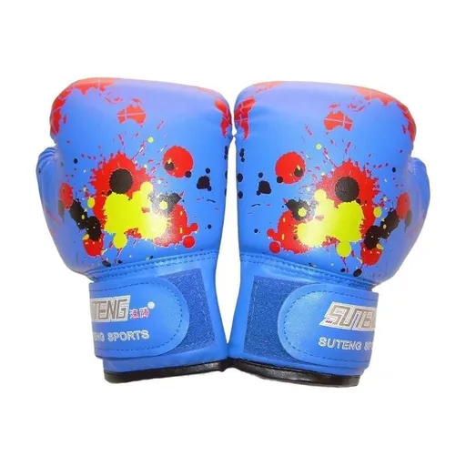 Boxing Sparring Training Gloves MMA Kickboxing Punching Gloves for Practice Sessions - Blue [Map Pattern]