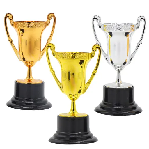 6PCS Plastic Trophies for Kids Colored Trophy Set Award Cups for Soccer, Baseball Carnival Prize, Party Favors for Boys and Girls