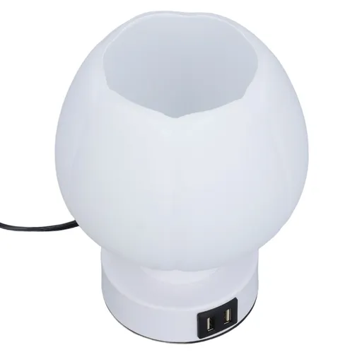 Table Lamp Touch Control 3 Brightness Levels 3000K Warm Light E26 Bulb Holder with Dual USB Ports Glass Lampshade Bedside Lamp for Bedroom Living Room