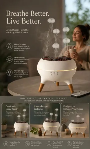 Smart Sound Pickup Jellyfish Diffuser, Flowing Color Light, Moisturizing Fragrance Device