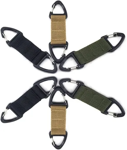 6-Piece Triangular Carabiner Hooks Set 3 Colors Multi-functional for Keys Outdoor Use and Organizing