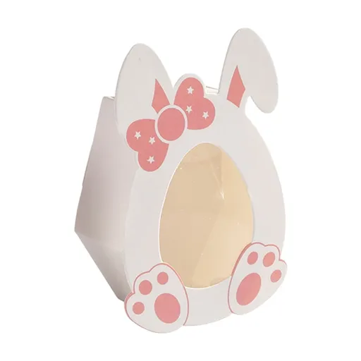 10 Pcs Easter Treat Boxes with Clear Window Cardboard Box Bunny Bags Rabbit Box Spring Holiday Paper Container for Cookie Goodie Candy Favors Pink