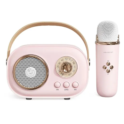 Karaoke Machine Portable Bluetooth Microphone Set Mini Size Pink
