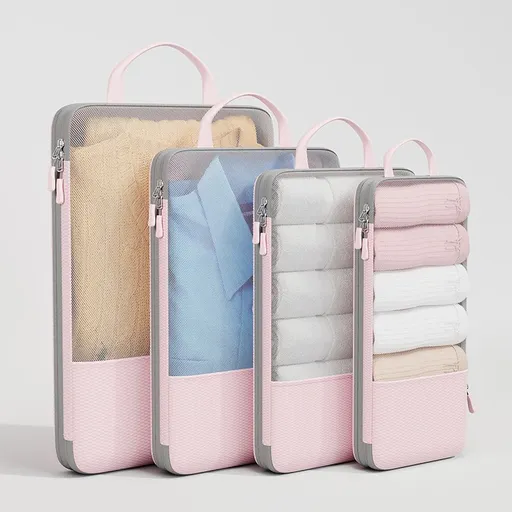 Travel Storage Bag Mu Family Expandable Compression Pink Medium size【23*12*34】