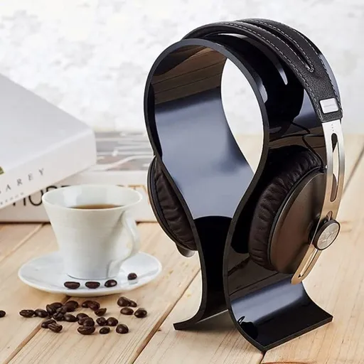 Acrylic Headphone Stand Gaming Headset Holder/Hanger Display, Gaming Headset Stand - Holder for Wired, Studio Headphones - Black