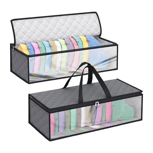 2‑Pack Hat Storage Bag for Baseball Caps, Transparent Hat Organizer Case with Reinforced Carry Handles, Dust‑Proof Hat Holder for Closet Storage