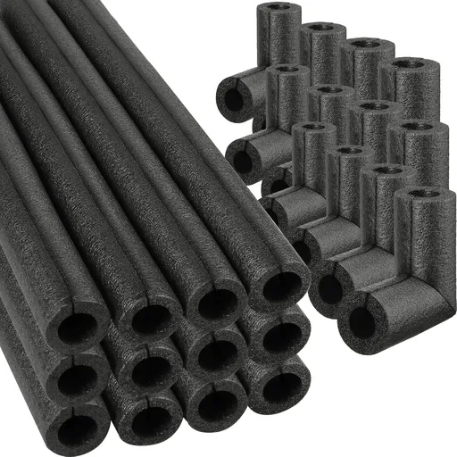 8 Pack Elbow Pipe Insulation Foam Tube Outdoor Wrap Black Covers Tubing Water for Winter Irrigation, Sprinkler (1/2 Inch)