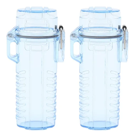 2Pcs Lighter Case Waterproof Lighter Storage Container Plastic for Outdoor Camping Hiking Transparent Blue