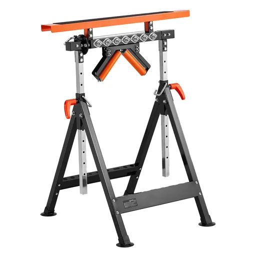 4-in-1 Roller Stand, 220 kg Load Capacity, 838.2-1270 mm Adjustable Height, Folding Heavy Duty with Rack & Multi-directional Roller Head, for Table Saw Outfeed Woodworking Extension Support