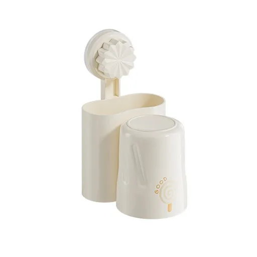 Wall-Mounted Toothbrush and Toothpaste Holder - Self-Draining Design, Easy Installation, Space-Saving, milky white (Single - One Normal Cup)