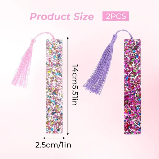 2Pcs Funny Bookmarks,Glittering Book Marks for Reading,Elegant Bookmark for Women with Tassels Book Lovers Gifts