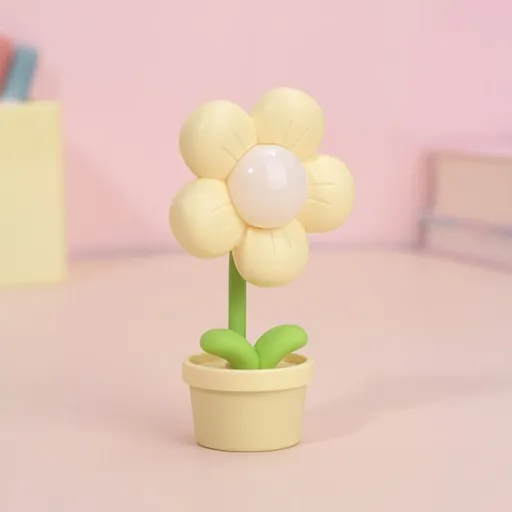 1PC New Fashionable Mini Flower Night Light – Cute Atmosphere Bedside Lamp, Creative Desktop Decor, Gift, Home Decor, Holiday Gift, Cartoon Ornament(Yellow)